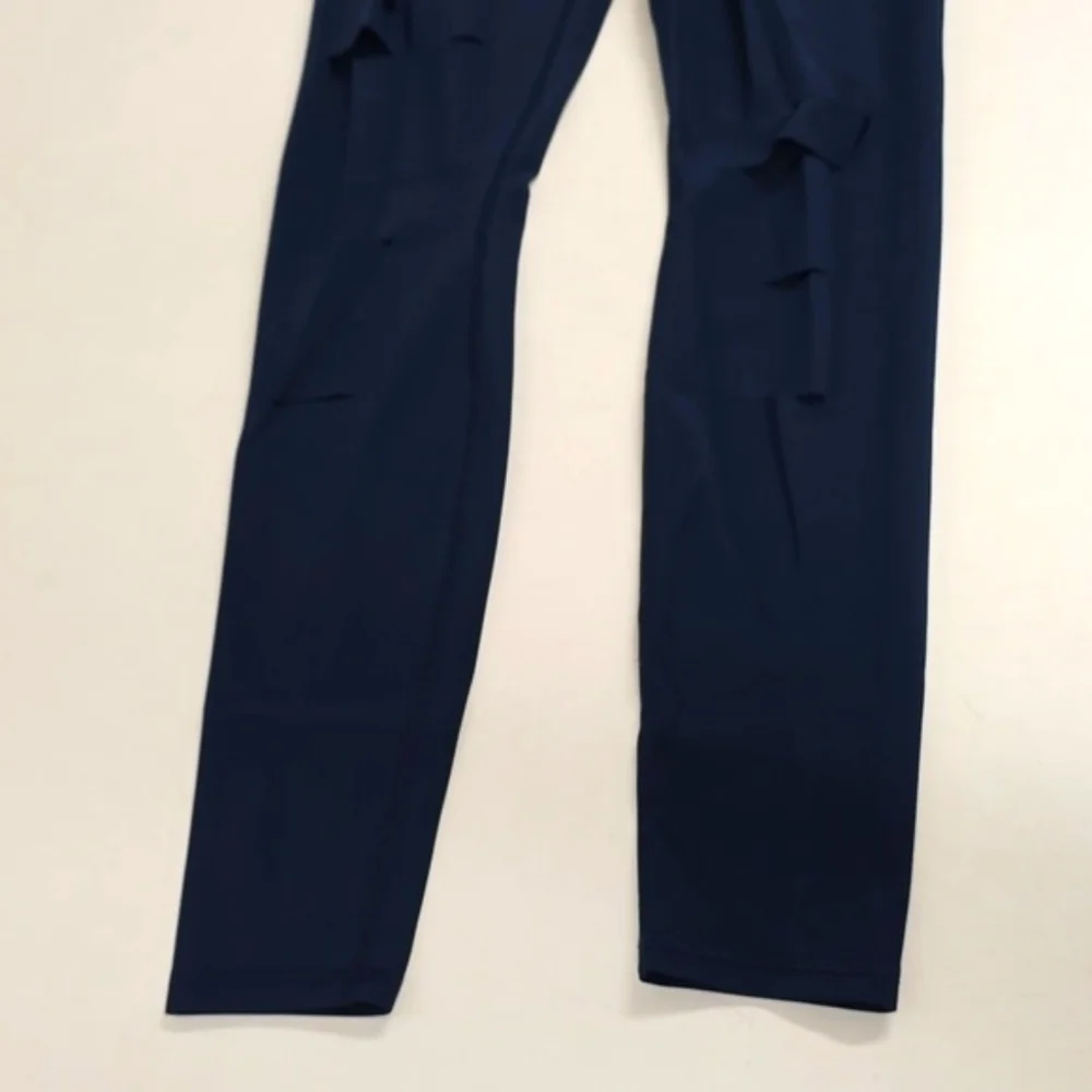 Alo Legging High Waisted Ripped Warrior Rich Navy Tight